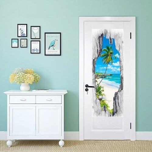 Art Door Stickers Poster Self-Adhesive Mural Living Room Door Stickers Home Accessories Pegatina Puerta Home Design EH50DS