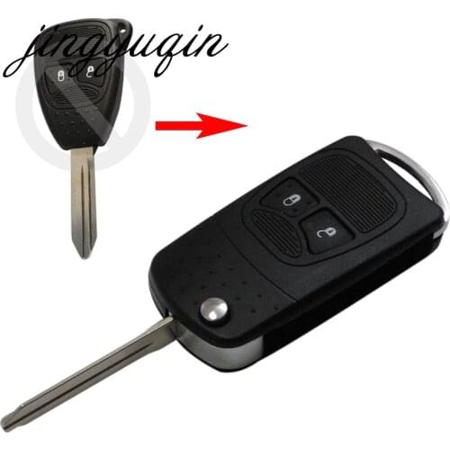 Jingyuqin Modified Flip Folding Key Shell for Chrysler Jeep Compass Wrangler Patriot Remote Key Case Fob 2 Button