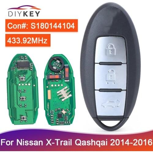 DIYKEY S180144104 Smart Remote Key 3 Button for Nissan Xtrail X-Trail Qashqai 2014 2015 2016 2017 433.92MHz PULSAR with 4A Chip