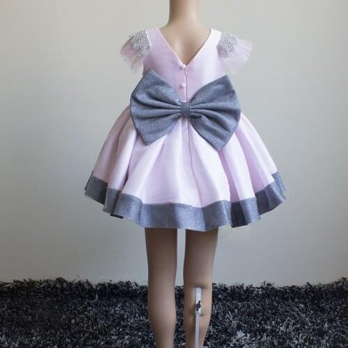 Lovely Pink Girls Knee Length Girls Dresses Pink Girls Birthday Party Dresses Pink Girls Christening Dresses A Line Dresses