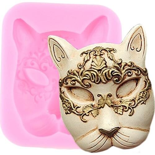 Animals ​Mask Silicone Mold DIY Party Cat Cupcake Topper Fondant Cake Decorating Tools Chocolate Making Moulds Candy Clay Molds
