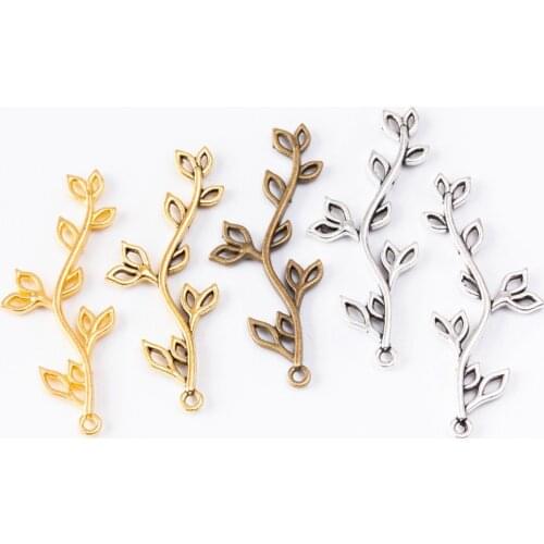 20pcs Metal Tree Branch Leaf Charms Pendants for DIY Necklace Bracelet Jewelry Craft Jewelry Making Components Wholesale