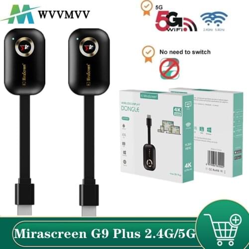 Mirascreen G9 Plus 2.4G/5G 4K Miracast Wifi for DLNA AirPlay HD TV Stick Wifi Display Dongle Receiver for IOS Android windows
