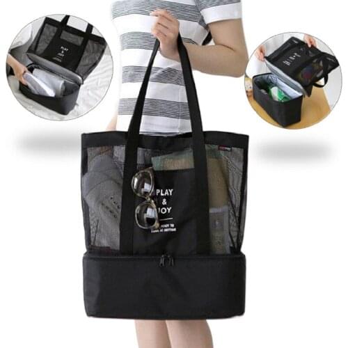 Multi-function Portable Insulated Cooler Bag Food Picnic Beach Mesh Bags Cooler Tote Large Organizer School Lunch Basket