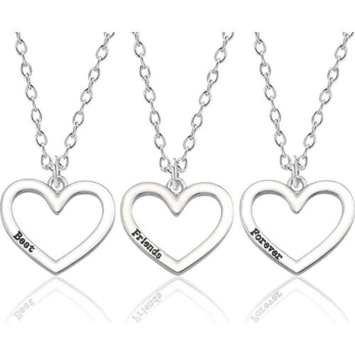 Fashion Trendy Heart Necklace Best Friends Forever Necklaces For Women Hollow Heart Necklaces BFF Pendant Necklace Bff Jewelry