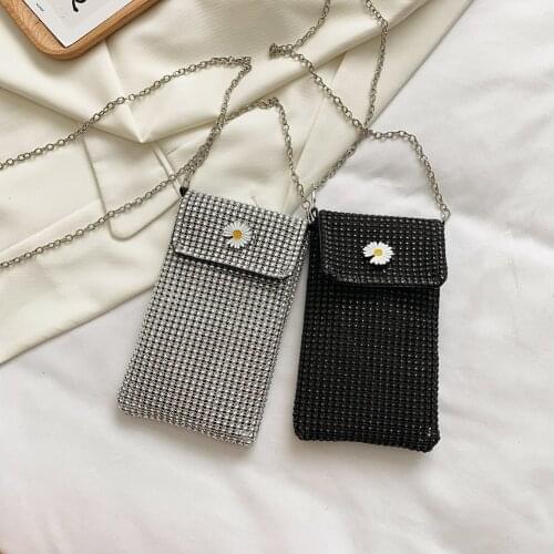 Fashion Shoulder Handbags Women Chain Lady Elegant Black Sliver Small Phone Pouch for Daily Shopping Travel Crossbody Messenger