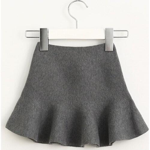 New Baby Girls Knit Skirt Kids Rufflues Skirt Children Autumn Skirt Toddler Solid Color Skirt Elastic Soft,2-7Y,,#2340
