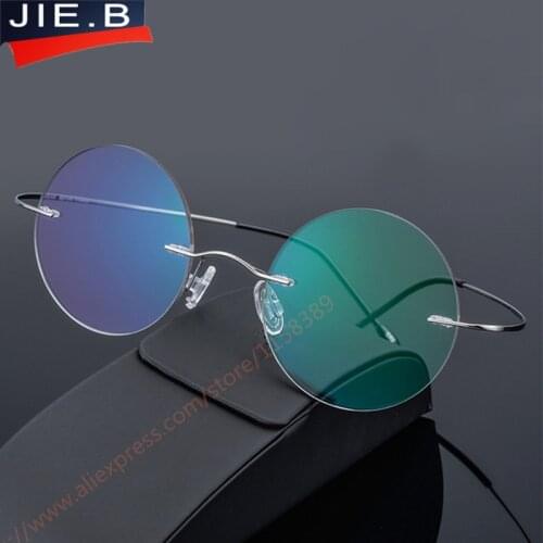 Titanium alloy Rimless Eyeglasses Frame Brand designer Men Glasses Reading Glasses Optical Prescpriton Lenses Round Glasses