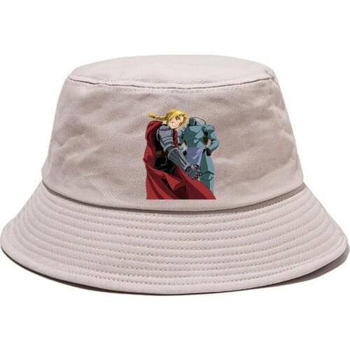 Anime Fullmetal Alchemist Bucket Hat Casual Fisherman Hat Student Outdoor Cap Boonie Hat Summer Sun Cap Beach Hat Hip Hop Cap
