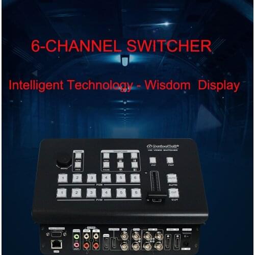 DeviceWell HD Video Switcher HDS7106 for Video Special Effects Switching 6-CH Switcher Supports 4-CH Broadcast SDI 2-CH HDMI