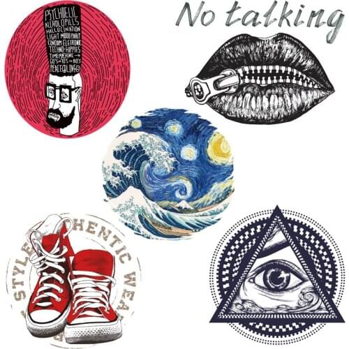 Prajna Van Gogh Patch Iron On Transfers Punk Lips Patches For Clothing Fashion Boys Ironing Thermal Stickers On Clothes Applique