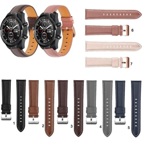 20mm 22mm Fashion Leather Watch Band Strap for Ticwatch Pro 3 E2 S2 GTX Replacement Wrist strap Elegant Bracele