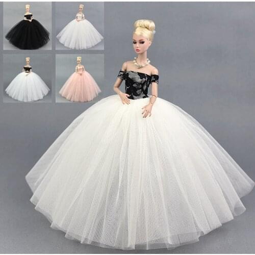 Luxury High Quality Doll Dress for Barbie Doll Dancing Party Bride Wear White Gown + Lace Veil Clothes 12'' Doll Accessories Toy