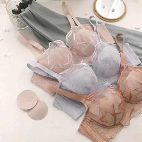 Ruffle Lace Lingerie Set Sexy Women Underwear Transparent Bra Party Sets Lace Black Ultrathin Lingerie Bra Set Underwear C Cup