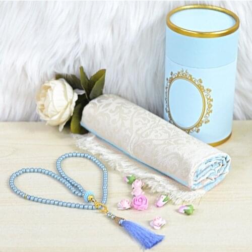Blue Prayer rug set Islam muslim prayer carpet portable simply Mawlid Set ibadet musluman travel mat rosary muslim