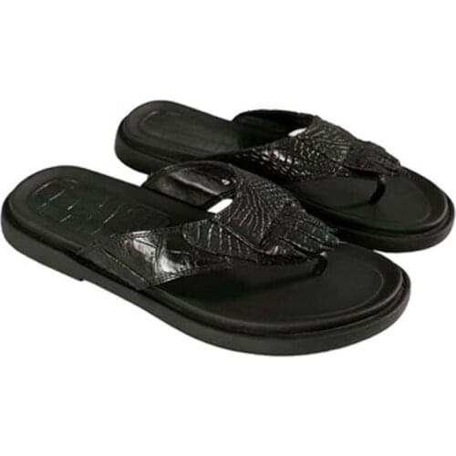 Tainxin Outdoor casual slippers men slippers crocodile leather male slippers for men flip-flop