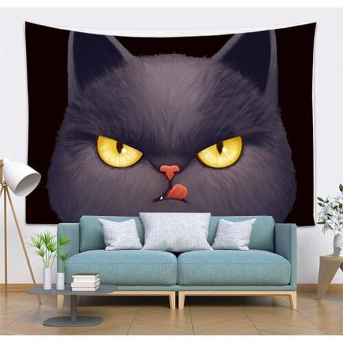 Fun Fervent Nordic Tapestry Animal Cat Modern Design Cute Kawaii Living Room Tapestry Polyester Washable Background Cloth