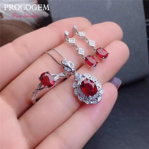 Natural Real Pigeon Blood Ruby set for women Party Wedding Necklace Ring Earrings Fine Jewelry Set Genuine red Gemstones S925