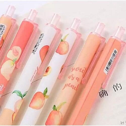 1Pc Cute Peach Mechanical Pen Kawaii Fruit 0.5mm Black Kids Pen Pen Automatic Stationery Gift Ink Ballpoint Office Novelty T7O2