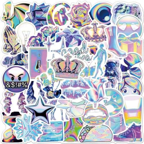10/30/50PCS INS Style Holographic Laser Graffiti Stickers DIY Car Bike Travel Luggage Phone Guitar Waterproof Stickers Kid Decal