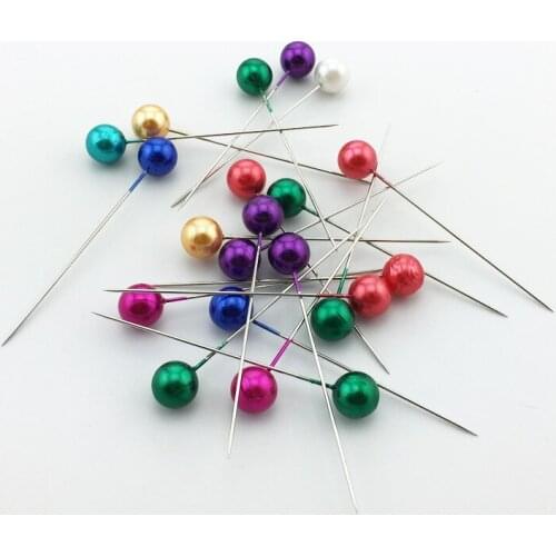 100Pcs/Pack Colorful Pearl Head Clothing Straight Pin Dressmaking Imitation Pearls Sewing Pins DIY Decoration Crafts 1 Box