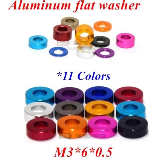 100pcs M3*6*0.5mm Aluminum flat washer m3x6x0.5 Aluminum countersunk gasket Washer meson for RC Parts anodized 11 colors
