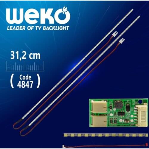 15 UNİVERSAL MONITOR E-LED 48 LED 31.2 CM (2835) 310MM 12V DUAL LED + DRIVER + CABLE TOOL (WK-0138)