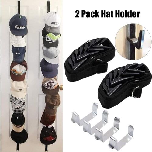 2 Pcs Hat Holder Baseball Cap Organizer Closet Hanging Storage for Ties Belts Keychains Scarves Adjustable Door Hanger Rack