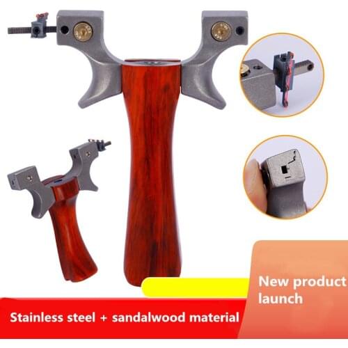 2020 Flat Rubber Band Solid Wood Handle Stainless Steel High Precision Outdoor Hunting Slingshot Toys For Children Games