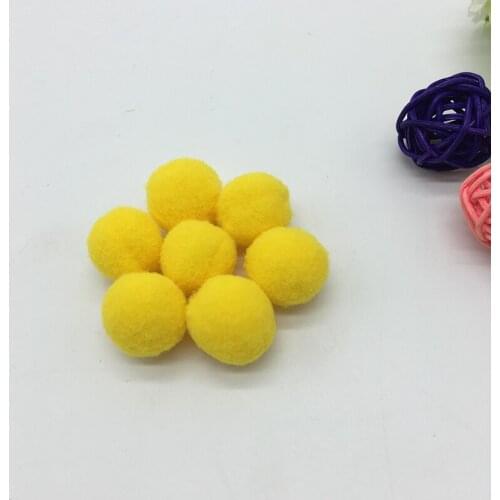 30pcs 1" 25mm Light yellow Pompom Fur Craft DIY Soft Pom Poms For Children Toys Cellphone Wedding Home Decoration Accessories