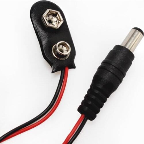 5PCS 9V Battery Button Power DC Male Line Adapter Cable 9V Battery Buckle With DC 5.5*2.1mm Plug Battery Box