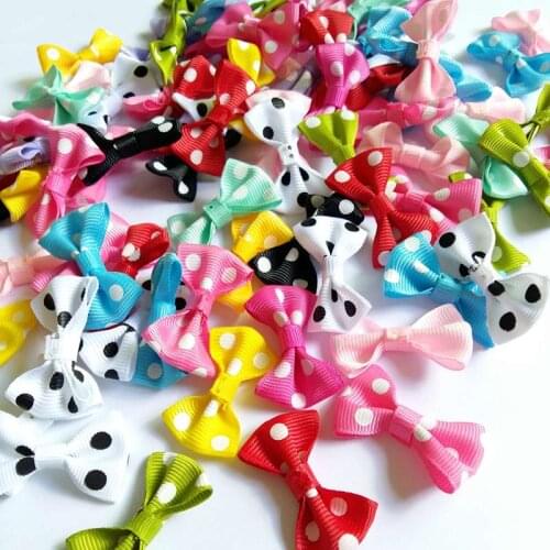 Fashion 50pcs/lot Handmade Small Satin ribbon Bow Flower Tie Appliques Wedding Scrapbooking Embellishment Crafts Accessory