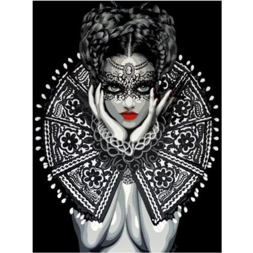 Diy mask girl diamond painting halloween women rhinestone embroidery picture mosaic lady decor diamond dot tapestry wall papers