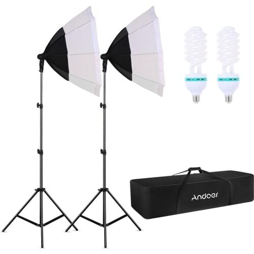 Andoer Professional Studio Photography Octagon Softbox LED Light Kit for Studio Portrait Product Wedding Photo Video Live