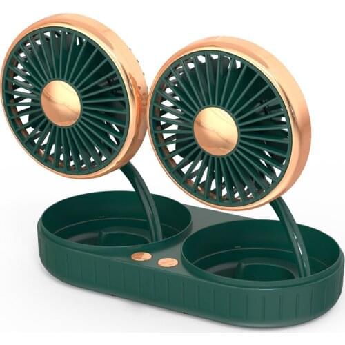 Car fan dual-head usb rechargeable telescopic folding car fan car truck general car supplies