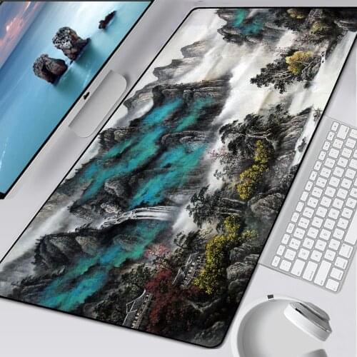 90x40cm Landscape Flower Painting Gaming XXL Large Mouse Pad Gamer Computer Mousepad Durable Rubber Carpet for Keyboard Desk Mat
