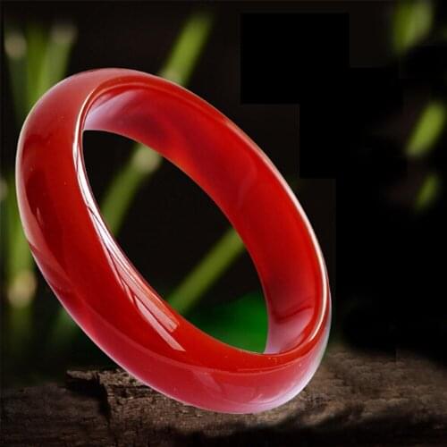 Fashion Womens Onyx Bangle Natural Brazil Red Onyx Bracelet Ordinary Thicker Lucky Red Chalcedony Bangles Wholesale
