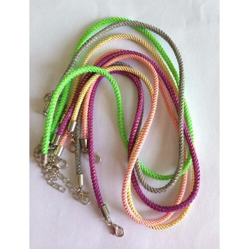 Free Shipping 4.0 Multi color Pu leather band bracelets with lobster clasp and extension chain for Handmade Necklace 40cm