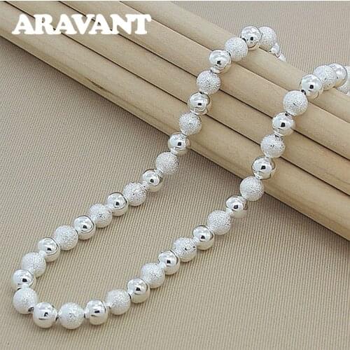 925 Jewelry Beaded Necklaces For Women Men Unisex Fashion Silver Plated Jewelry