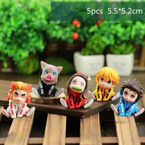 Kimetsu no Yaiba Action FIgures Anime Demon Slayer Model Kamado Tanjirou Hashibira Inosuke Agatsuma Kid Toy cake decoration