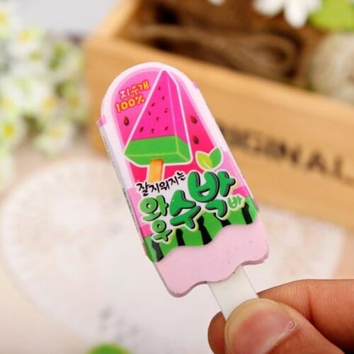 2 PCS cut Lovely Ice Cream Cute Cartoon Eraser Rubber Korean Stationery Creative Novelty Kid Pencil Eraser Random color