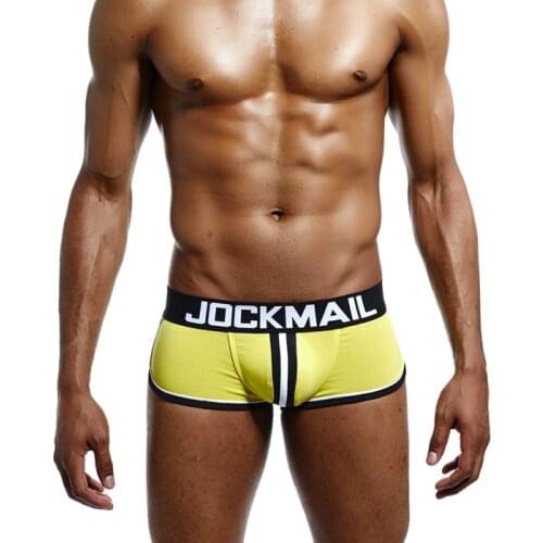JOCKMAIL Mens Cotton Underpants Sexy Off-hip Mens Flat-Angle Underpants Love Pants GAY