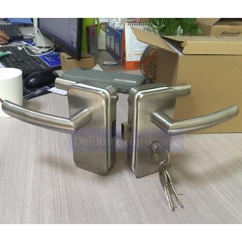 Commercial glass door lock with lever handle