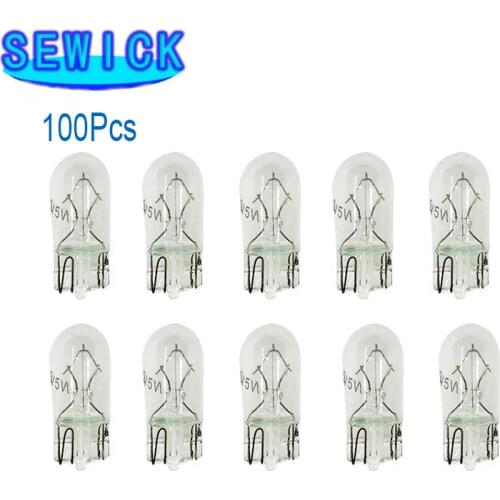 100Pcs White T10 W5W 501 194 Clear Signal Lamp White Glass 12V 5W W2.1x9.5d Single Filament Car Bulb Auto Light