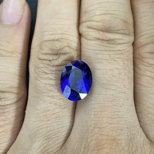 Meisidian Lab Created Oval Shape Grown Blue Sapphire GRC Loose 8*12MM Synthetic Gemstone For Jewelry