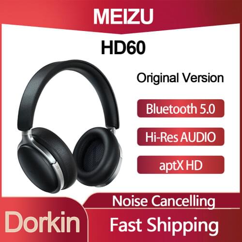 MEIZU HD60 ANC Bluetooth Wireless Headphones Type C Gaming Headset Audiophile Sleep Headset Active Noise Cancelling Headphone