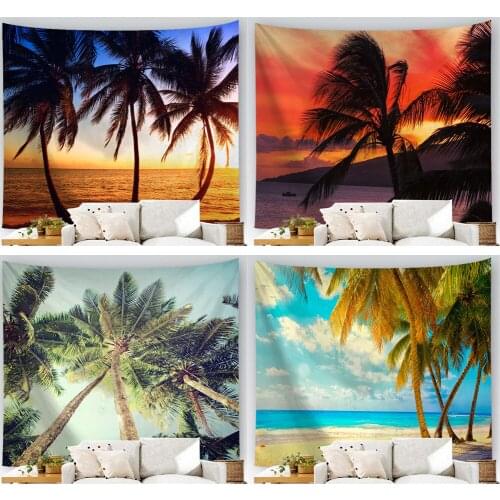 Multifunctional Tapestry Coconut Plants Wall Hanging Background Valance Home Decor Beach Towel Blasket Chic Ornaments