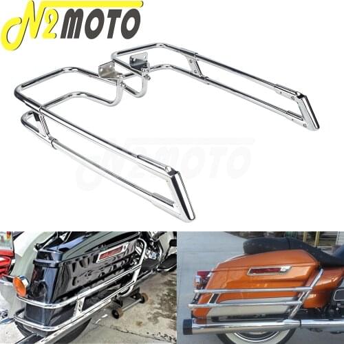 Motorcycle Saddlebag Guard Rails Chrome Steel Saddle Bag Safty Protector Bracket For Harley Touring Road King 2014-2021 90200561