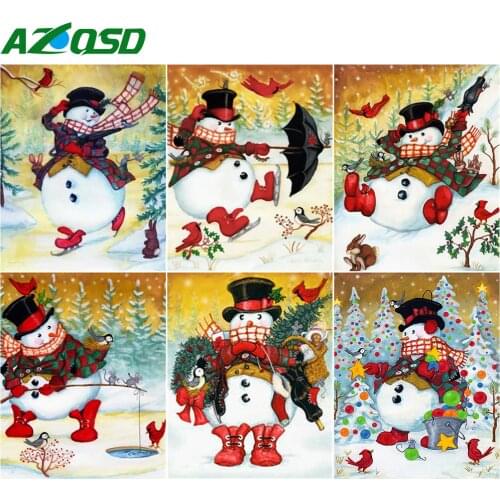 AZQSD DIY Painting By Numbers Drawing On Canvas Snowman Unique Gift Coloring By Numbers Canvas Cartoon Christmas Gift