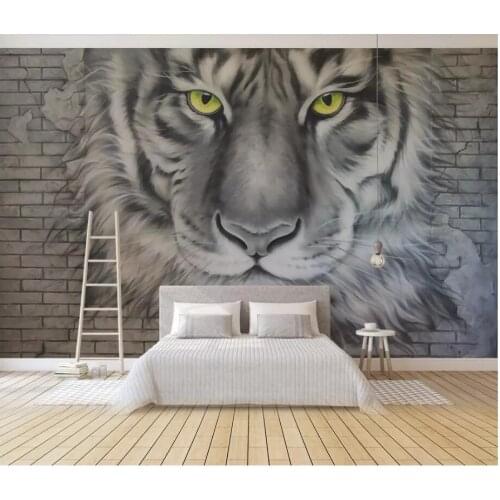 Custom mural 3d photo wallpaper Tiger brick wall Home decoration TV background wall 3d wall murals wallpaper for walls 3 d